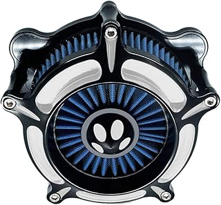 Air Filter Intake Motorcycle Turbine Cleaner Kit Cnc Cut Chrome for Harley Touring Street Glide 2008 - 2016 Softail 2016 - 2017 Fitment - C (Blue)
