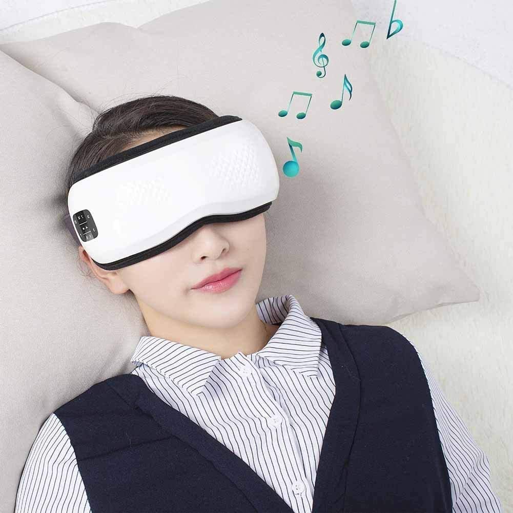 Masajeador de ojos con calor, vibración portátil Recargable Eye Therapy Massager Electric Bluetooth Massage Masaje de música para aliviar cepa de ojos Círculos Oscuros Bolsos Ojos Ojo MEJOR MEJ