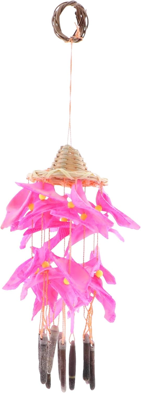 Small Unique Soothing Windchime with Seashells and Beads- Hot Pink