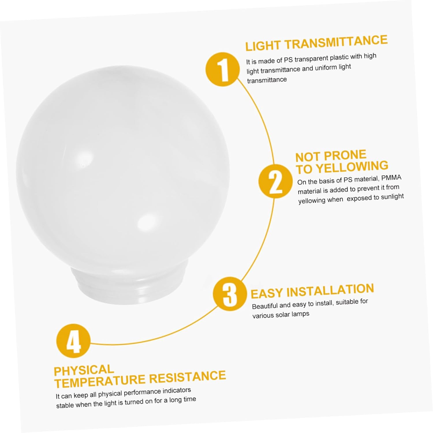 MAGICLULU Acrylic Outdoor Globe Lampshade Replacement for Wall Lamp Waterproof Light Cover 12-inch Round Light Fixture Shade for Garden Patio and Pathway