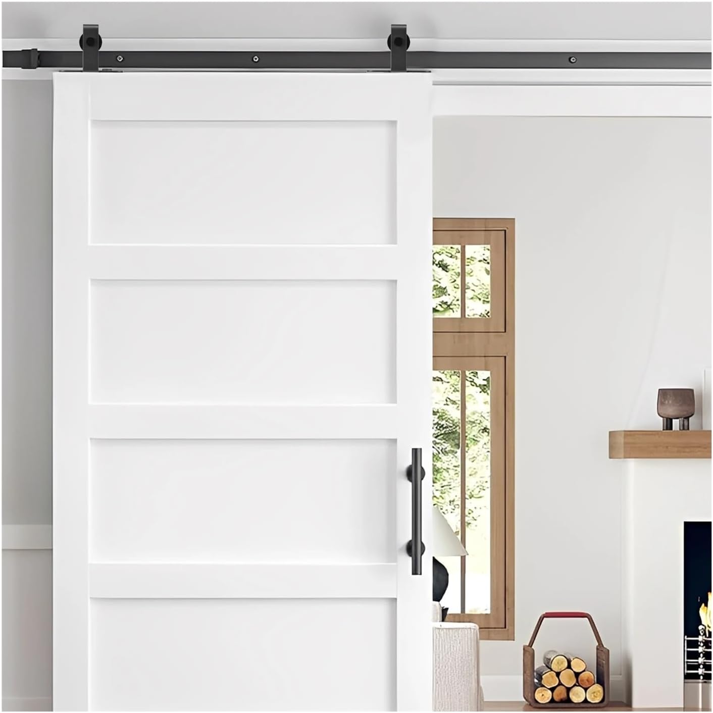 Sliding Barn Door Hardware Kit Carbon Steel Cabinet Gliding Easy Install(Short Style A)