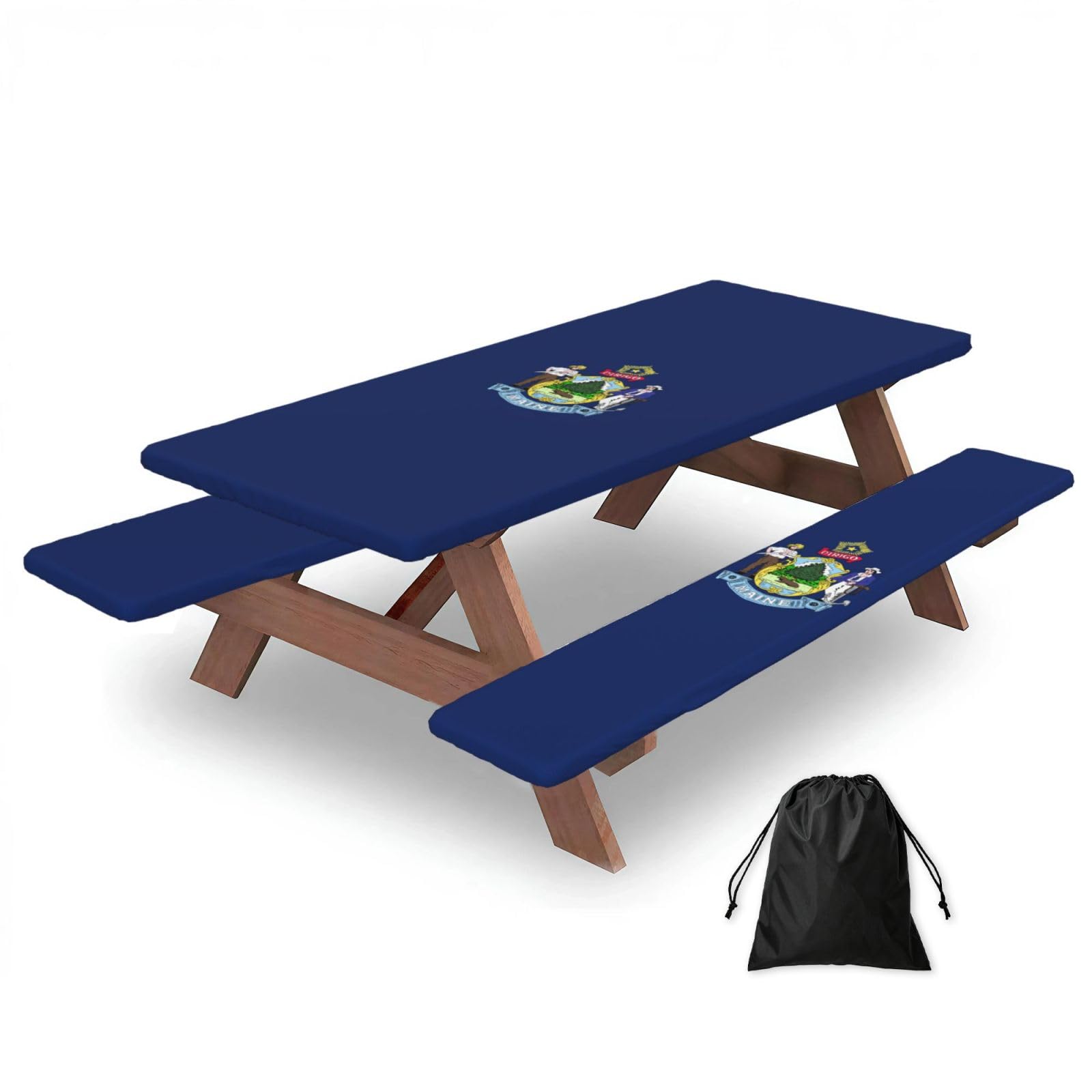 AYYQWE Maine State Flag Print Picnic Table Bench Cover Outdoor Garden Party Decor Daily Accessory Gift