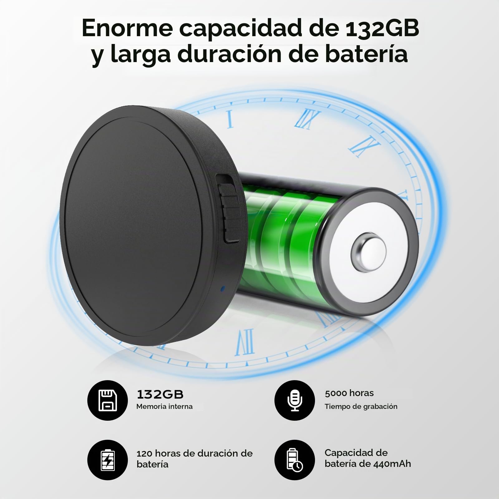 Grabadora activada por voz de 132 G (9800 horas) - Grabadora de voz Elasound con reducción de ruido triple inteligente de IA, grabadora de audio portátil para trabajo, conferencias,