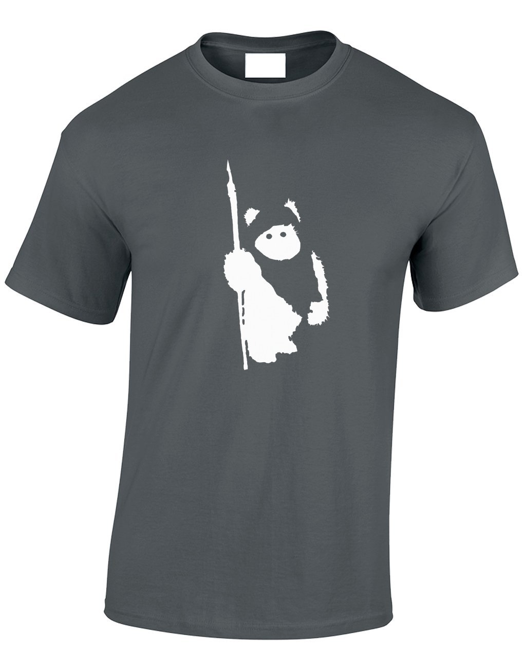 Crown Designs Ewok Silhouette Sci Fi Movie Film Inspired for Men & Teenagers T-Shirts Tops - Charcoal/Large