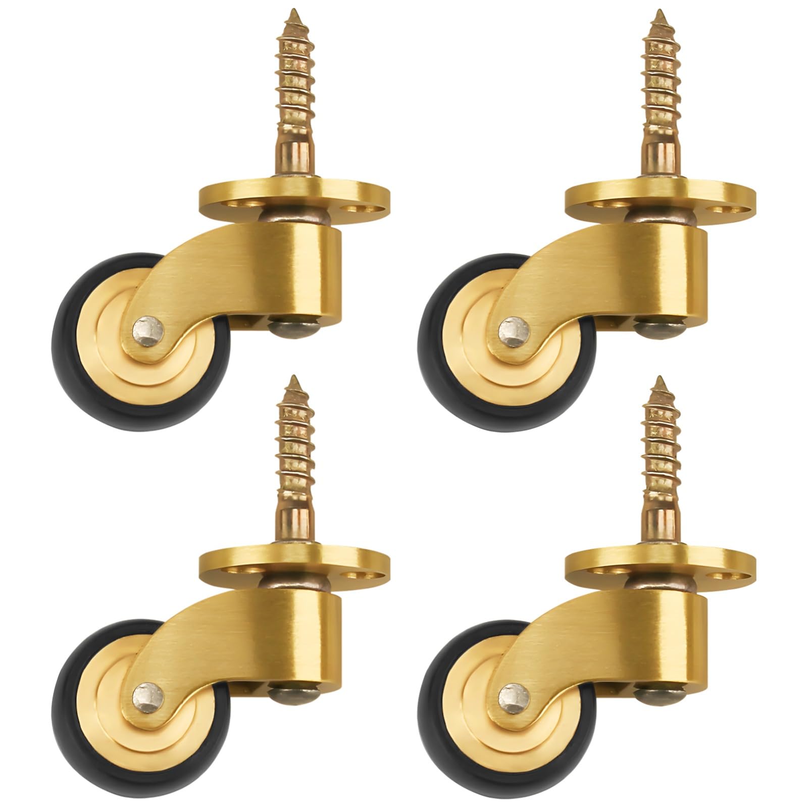 4-teilige Messing-Möbelrollen, Universalräder für Tische und Sofas mit geräuschlosem Lager, selbstschneidendes Schraubendesign, strapazierfähige Stuhlrollen