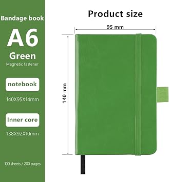 A6 Notebooks, Pocket Notebook Small Notebook Note Pads Hardback Notebook A6 Small Notepad Journal 200 Pages(100 Sheets)-Green