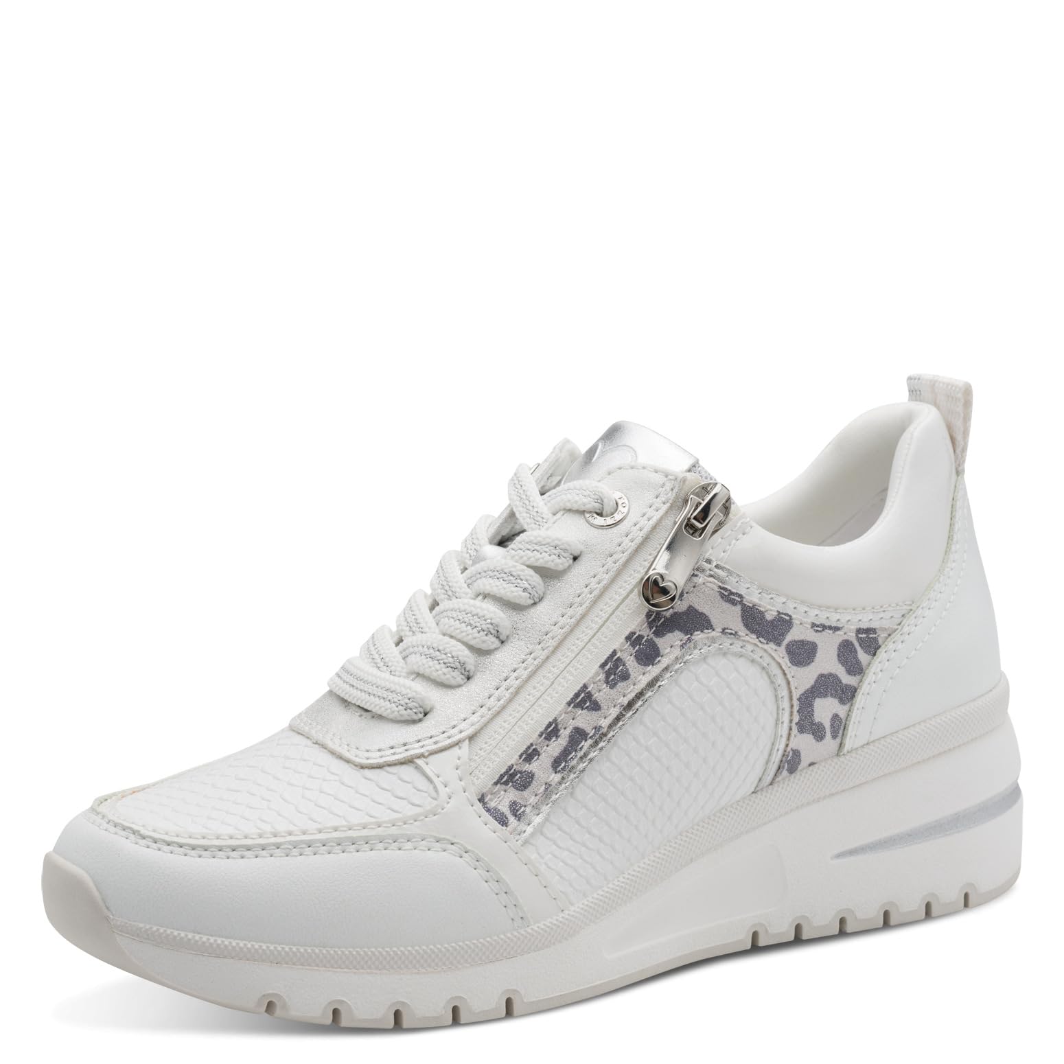 MARCO TOZZI Women Sneakers Soft Feel Me Removable Footbed Soft Lining Vegan Modern, White (White Comb), 4.5 UK