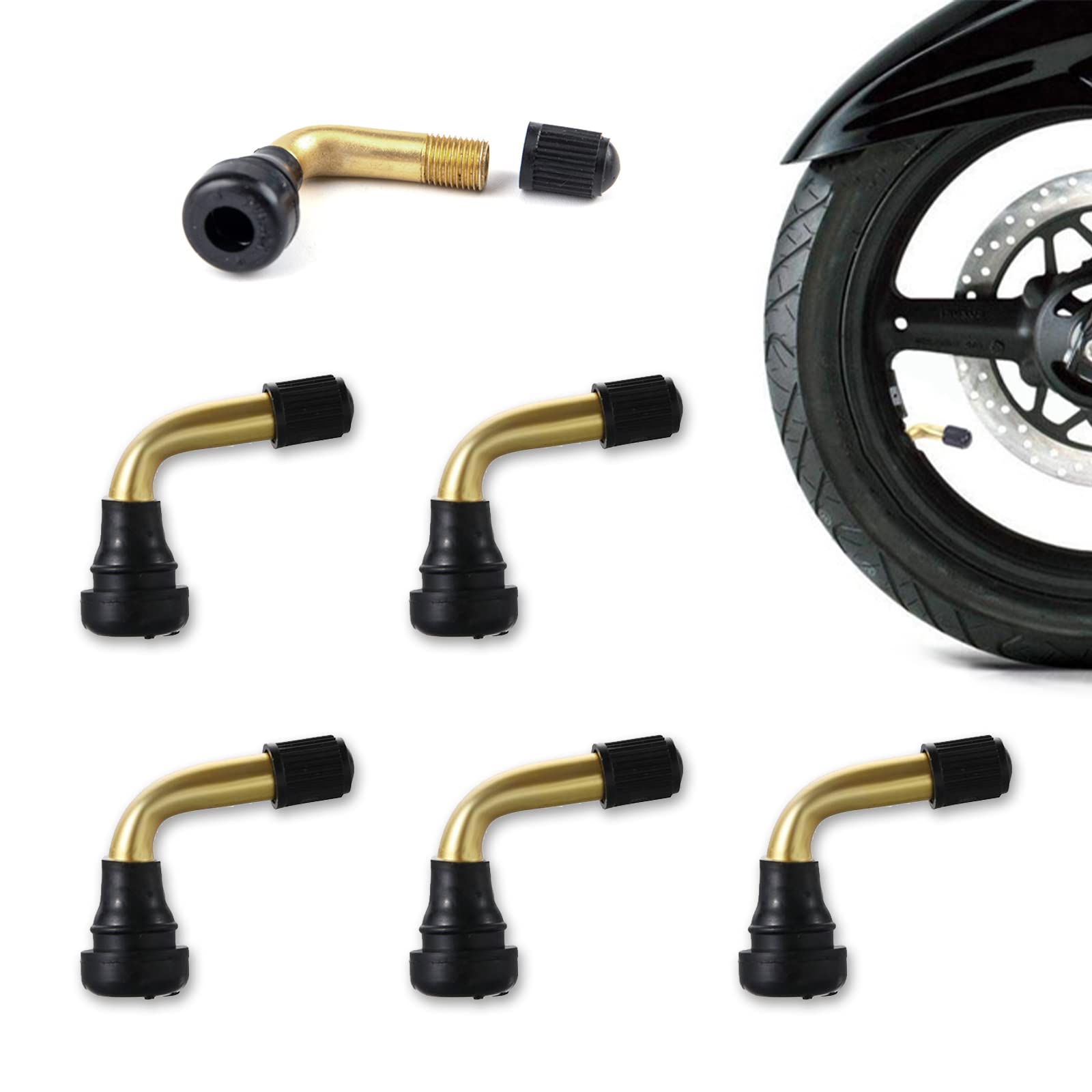 Valvola Schrader Adattatore 90 Gradi Moto Ciclo Camion Pneumatici Gonfiatore