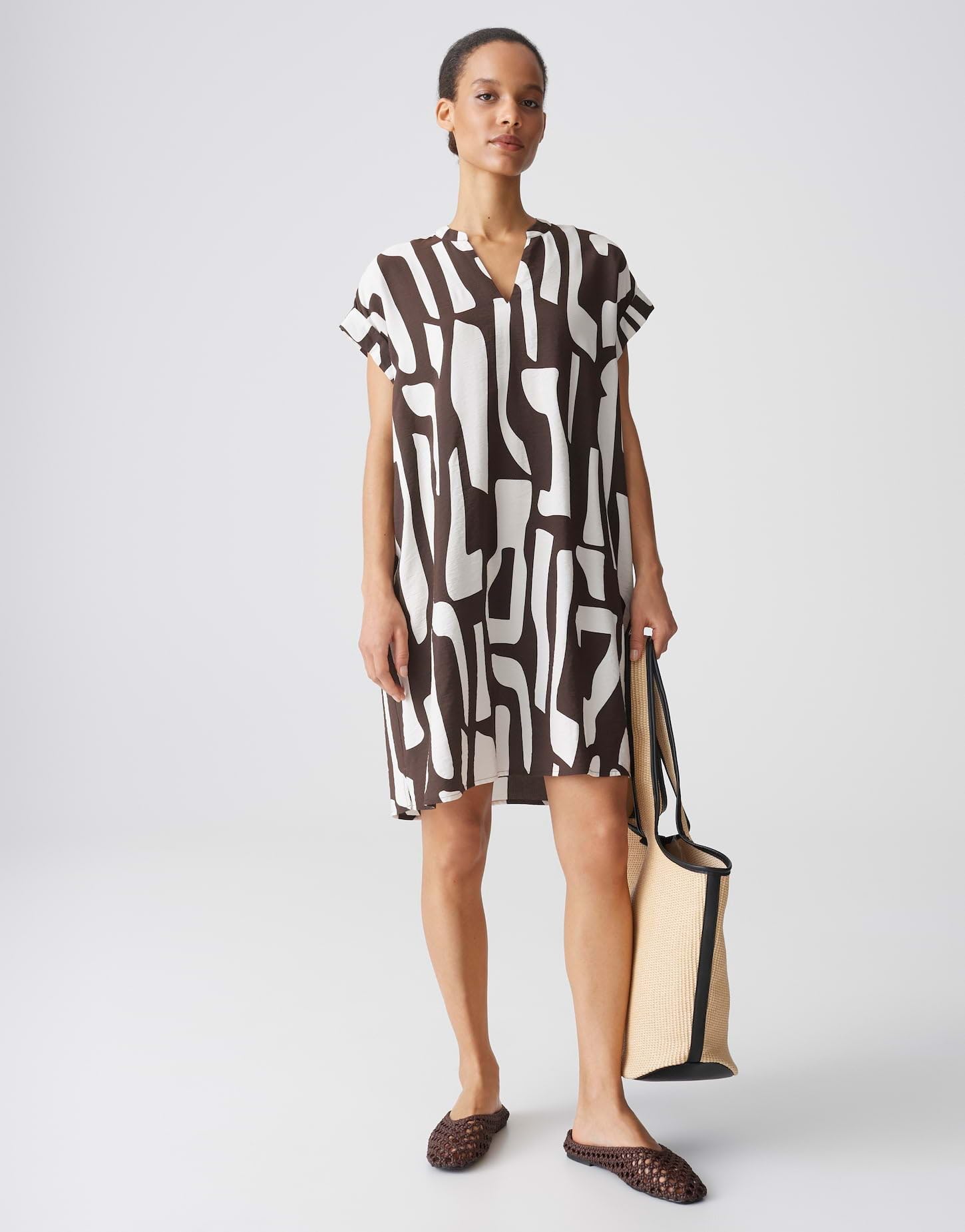 OPUS Damen Minikleid | Bedrucktes Shirtkleid aus ECOVERO™ Viskosemix