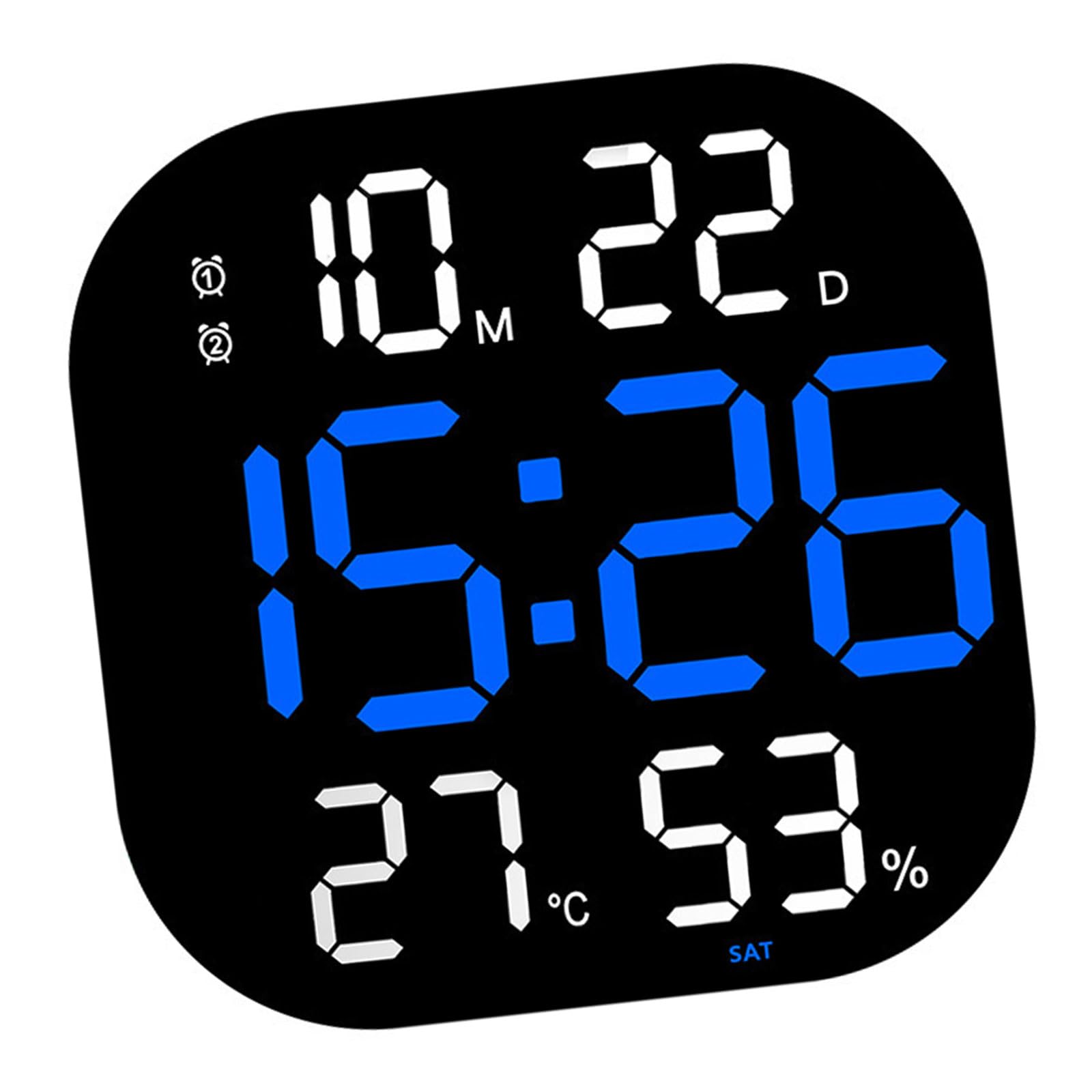 Hsioluted Noiseless LED Alarm Clock with Quiet Mechanism Large Display Time Date Temperature Alarm Remote Control for Home Large Screen Digital Clock