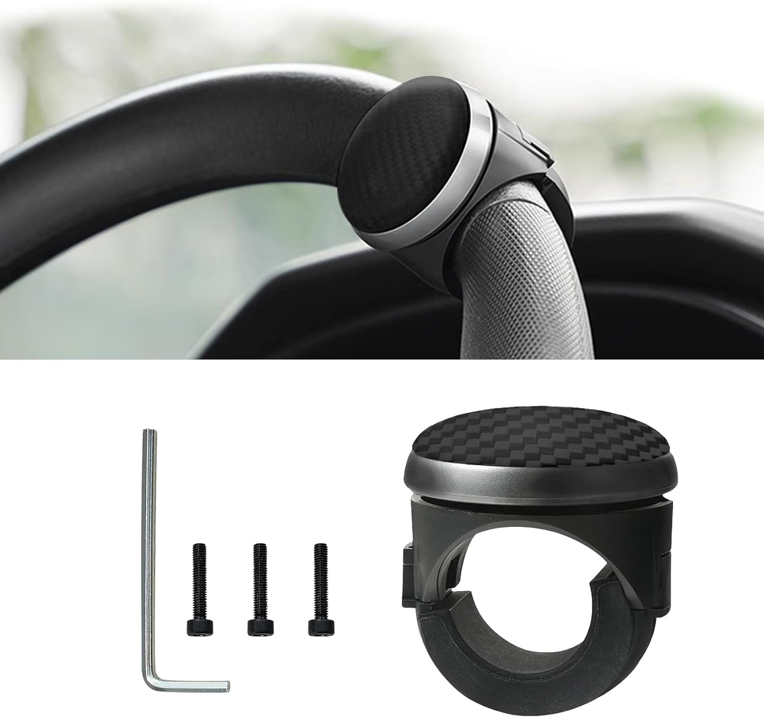Bsfyjxw A/Black Cr Steering Wheel Knob For Toyot C-Hr Chr Hybrid/C-Hr Ev C-Ev/Electric, Cr Steering Wheel Knob Spinner Crbon Fiber Texture, Removble Steering Id,