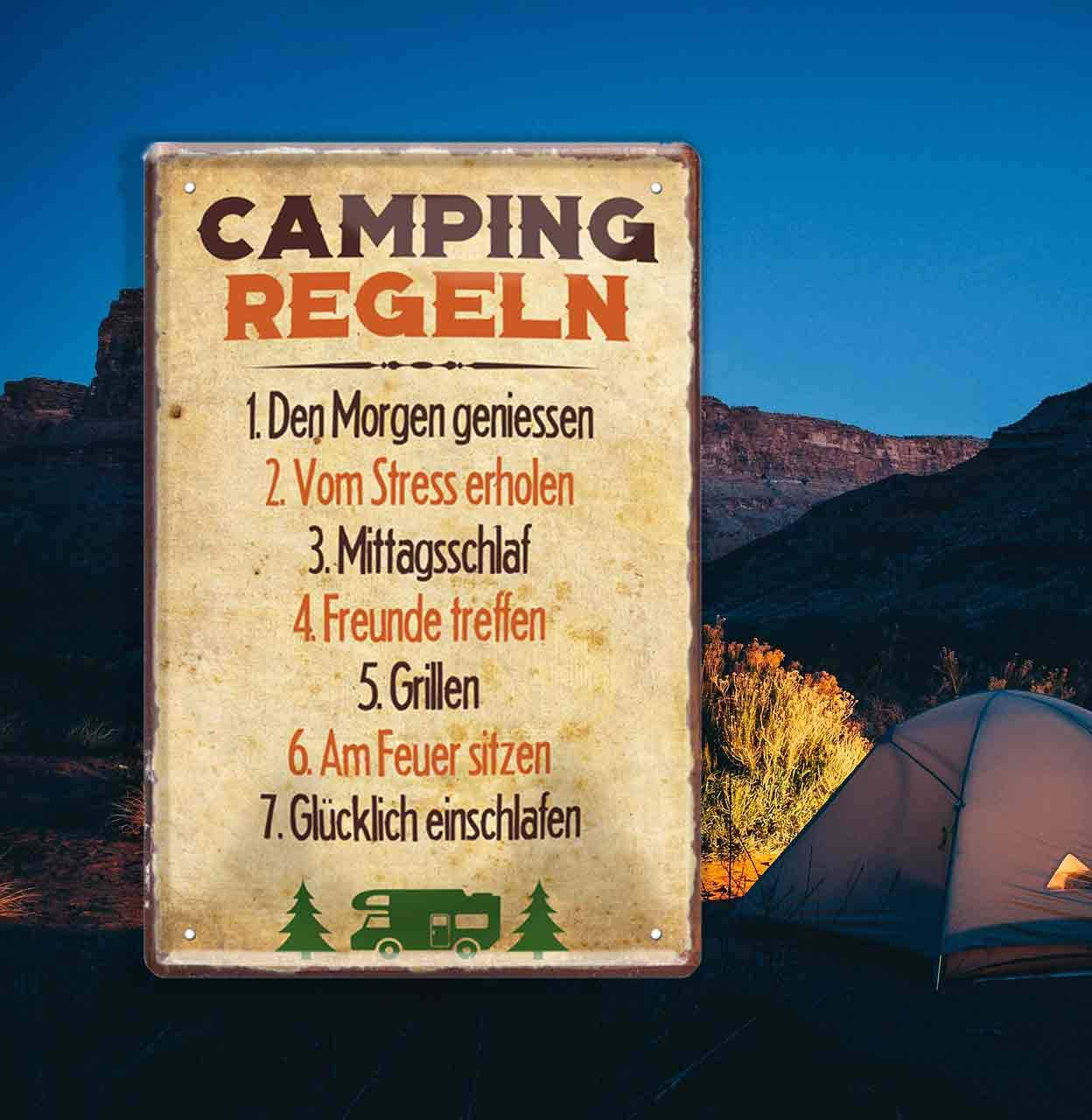 schilderkreis24 - Targa in metallo Camping - Recupero in der