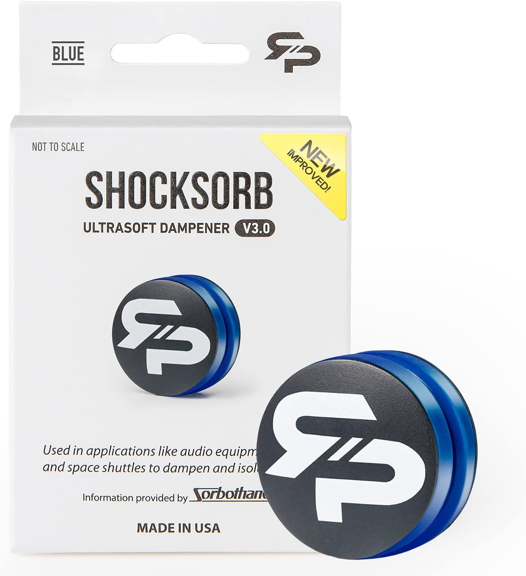RTP Tennis Racket Vibration Dampener - ShockSorb Original or Ultrasoft V3 The Only Dampener Made for Pain Relief - Handcrafted with Patented Material Sorbothane Made in USA - 1 Pack Limited Warranty