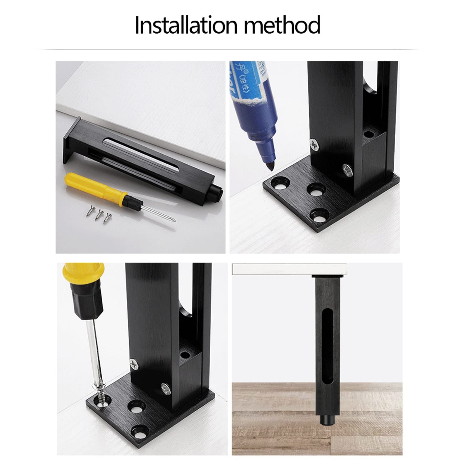 Gambe Di Supporto For Mobili In Metallo Regolabili | 4 pezzi di altezza 20-30 cm for tavolino da caffè, mobiletto da bagno, divano, comodino(Black-20cm-4pcs)