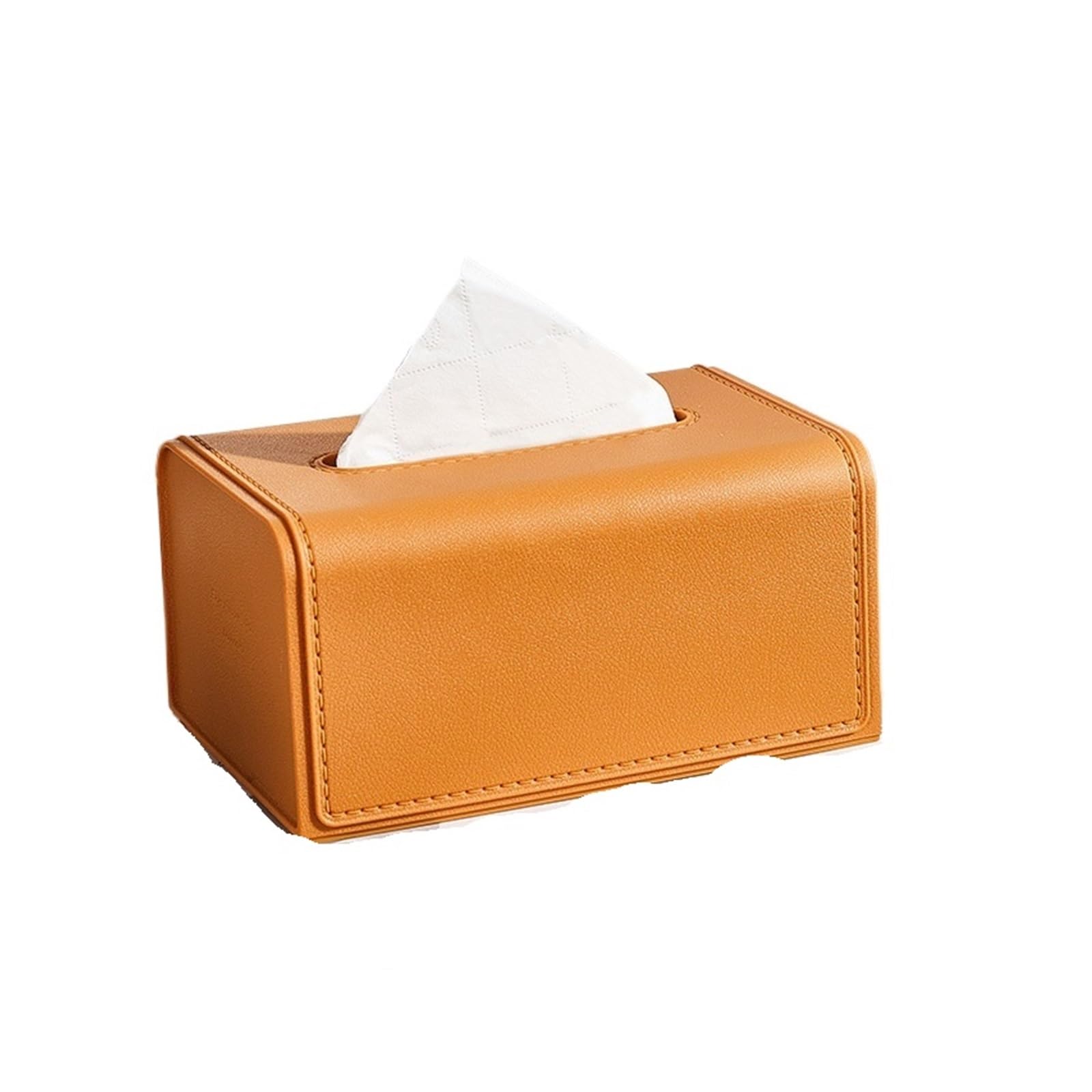 Eefpxwtz Orange Household Square Tissue Box， Leather Tissue Box Cover Multicolor Napkin Wet Paper Holder Car Desk(Orange)