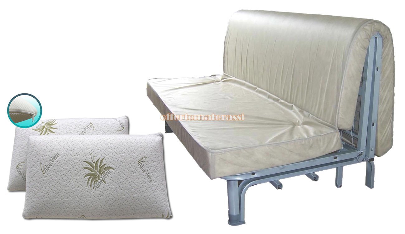 EFFETTO CASA Materasso In Poliuretano Per Prontoletto 160x190 Cm + 2 Cuscini Memory Foam Con Aloe Vera - 4