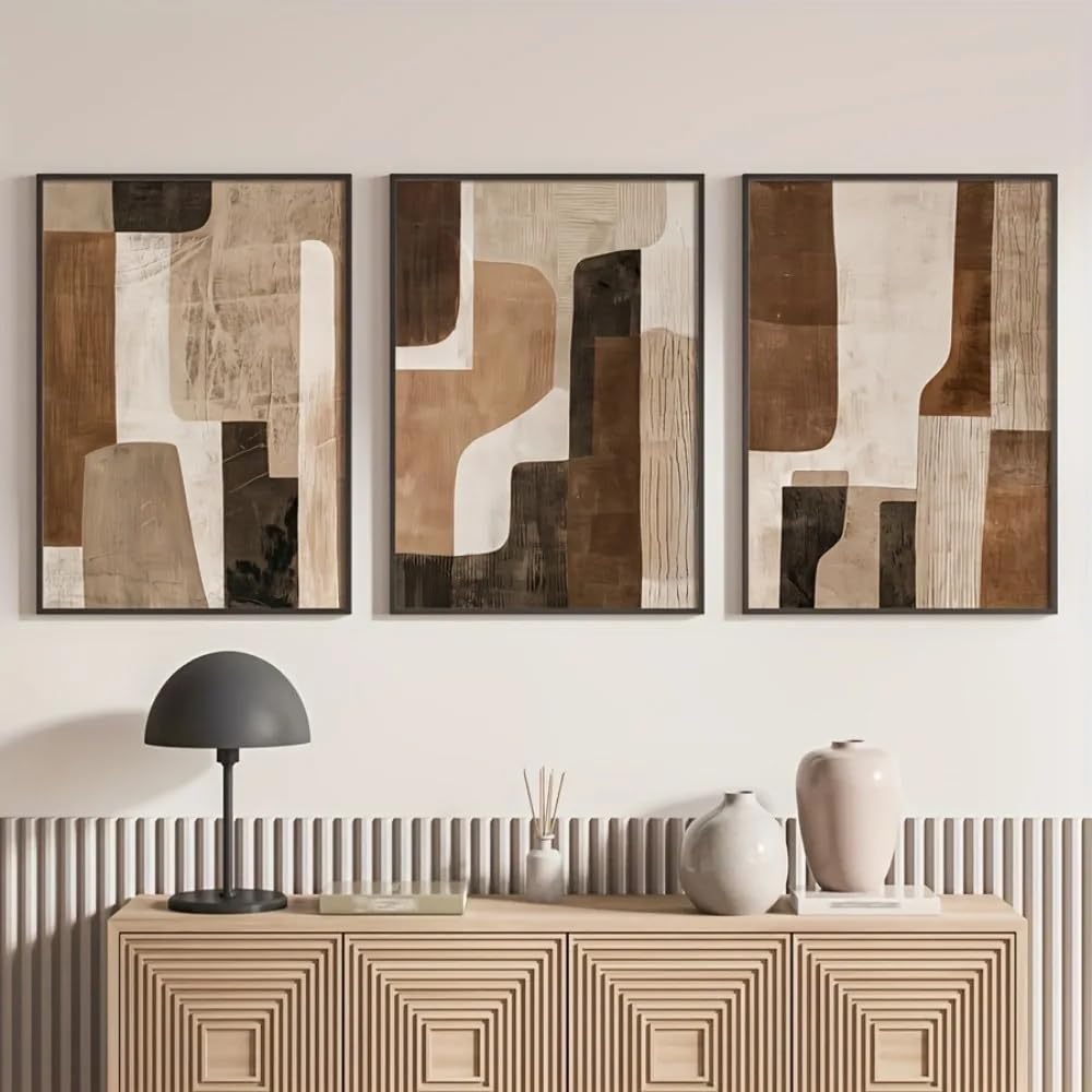 Ltjiajuypd Frameless Brown And Beige Neutral Abstract Wall Prints, Art Canvas Posters Bohemian Modern Decor Spring(40X55cm-3Pcs)