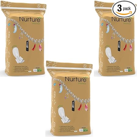 Nurture 100% Natural Cotton Surface Winged 290Mm Ultra Long Sanitary Pads 10S (Pack Of 3)