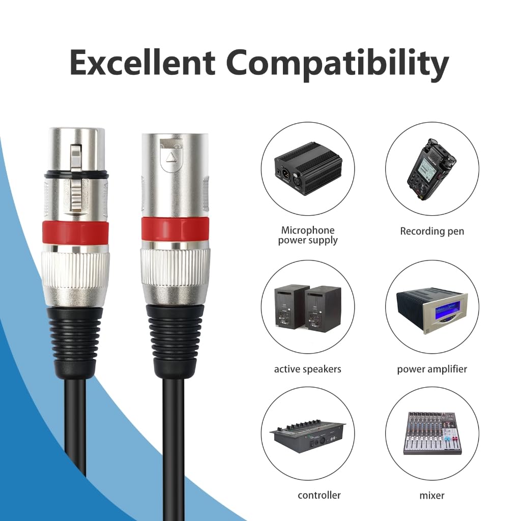 10 szt. 3-pinowy kabel mikrofonowy męski na żeński 3-pinowy kabel głośnikowy 3-pinowy