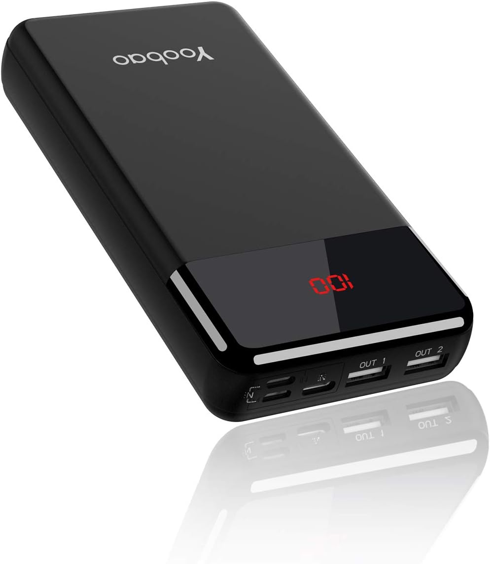 Yoobao Portable Charger 20000mAh Qualcomm Quick Charge 3.0 Power Bank External Battery Pack with Dual Input Dual Charging Ports High Capacity - White