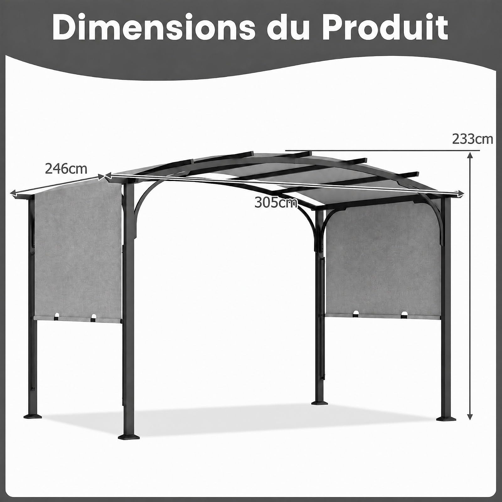 GOPLUS 3 x 2,5 M Pergola Jardin Extérieur en Métal avec Toit Coulissant
