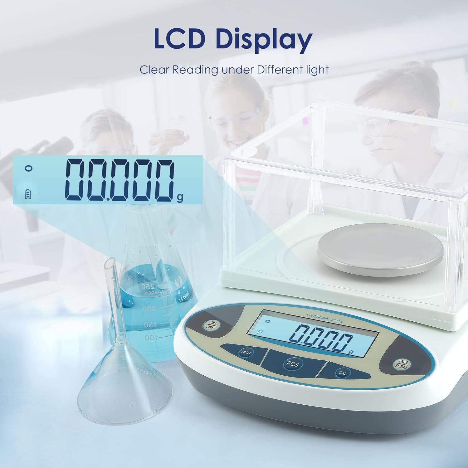 Balanza de Laboratorio 500g 0.001g Precisión, Balanza Analítica de Laboratorio de Alta Precisión con Parabrisas Balanza Científica Digital Balanza de Joyería/Cocina