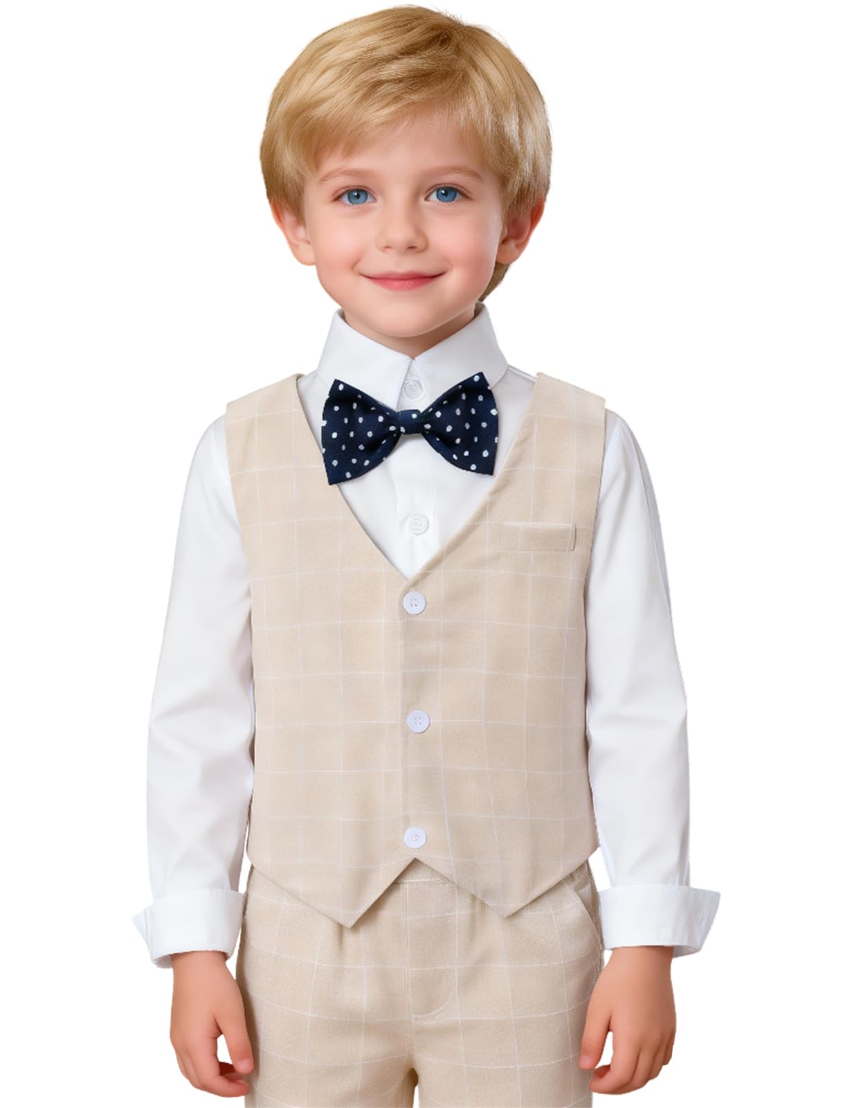 mintgreen Baby Anzug Junge, 3 Stück Gestreift Outfit Hochzeit Gentleman Kleiderset Lange Ärmel Hemd + Weste + Hosen + Krawatte, 1-5 Jahre