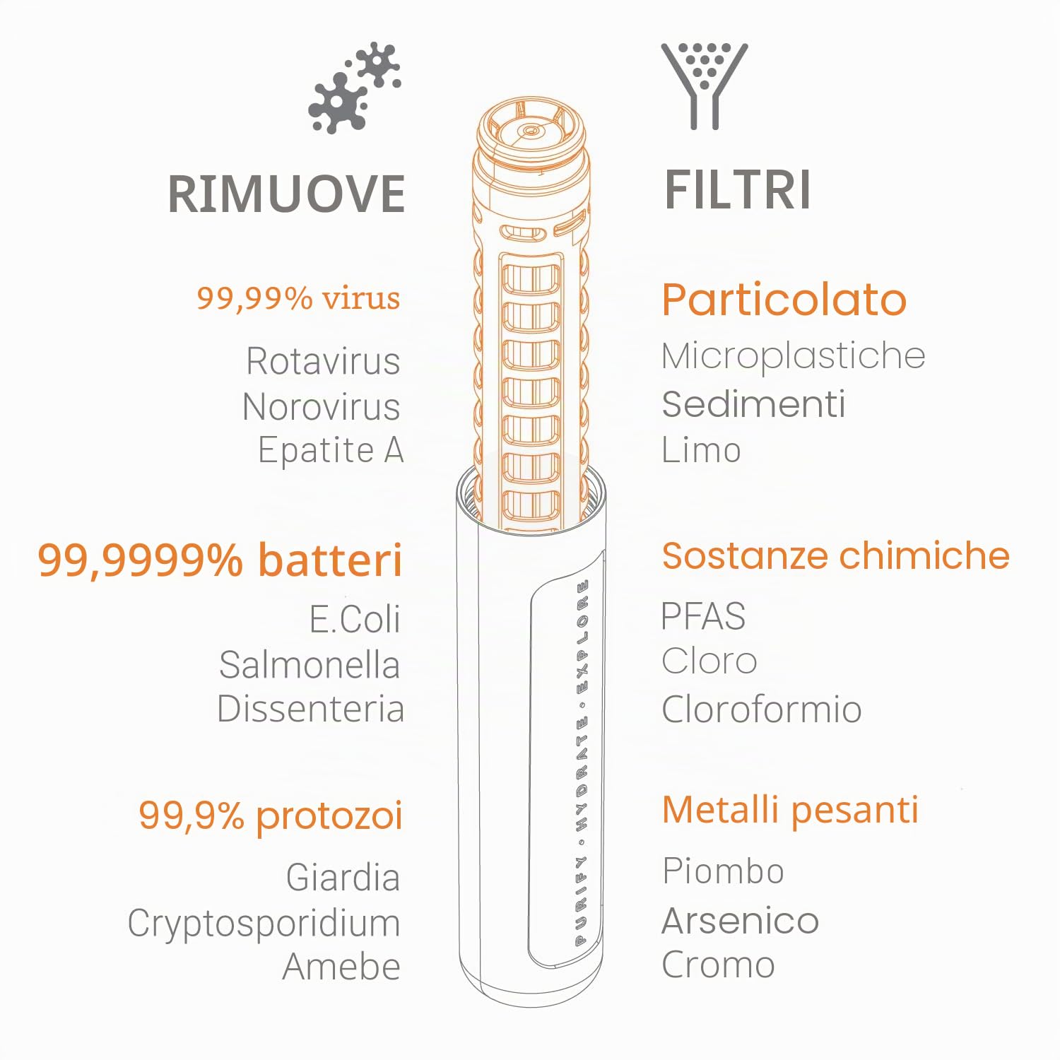 Lifesystems Bottiglia depuratore con filtro dell'acqua, per viaggi e uso quotidiano, rimuove virus, batteri, sostanze chimiche e microplastiche, 1 litro, grigio
