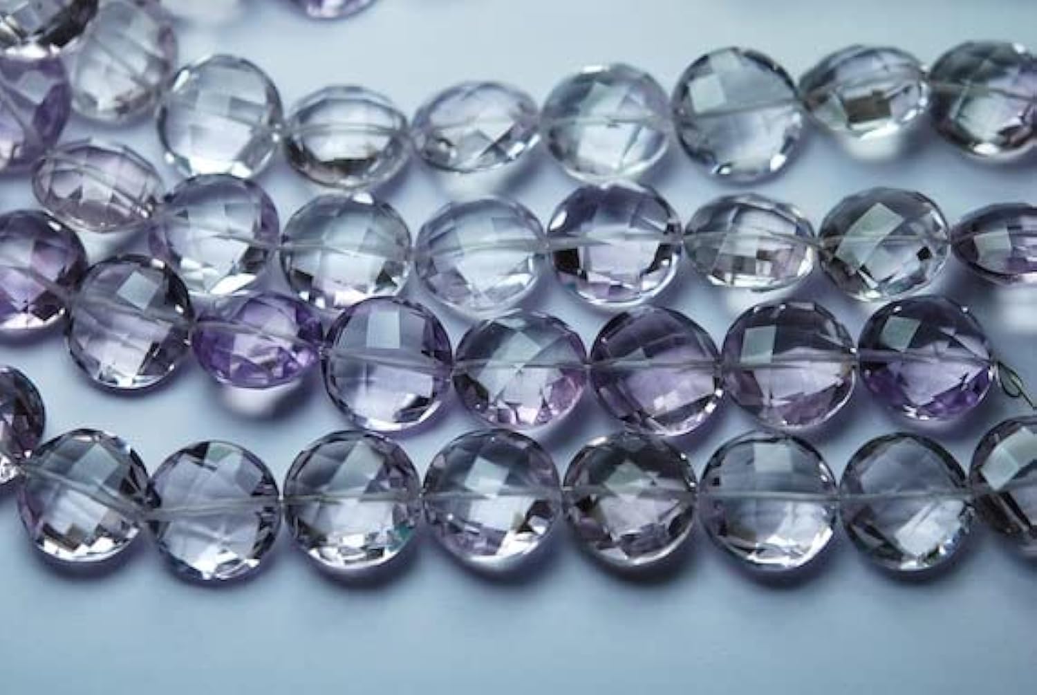 Améthyste rose naturelle en perles palets facettés de 12mm pour bijoux d'exception