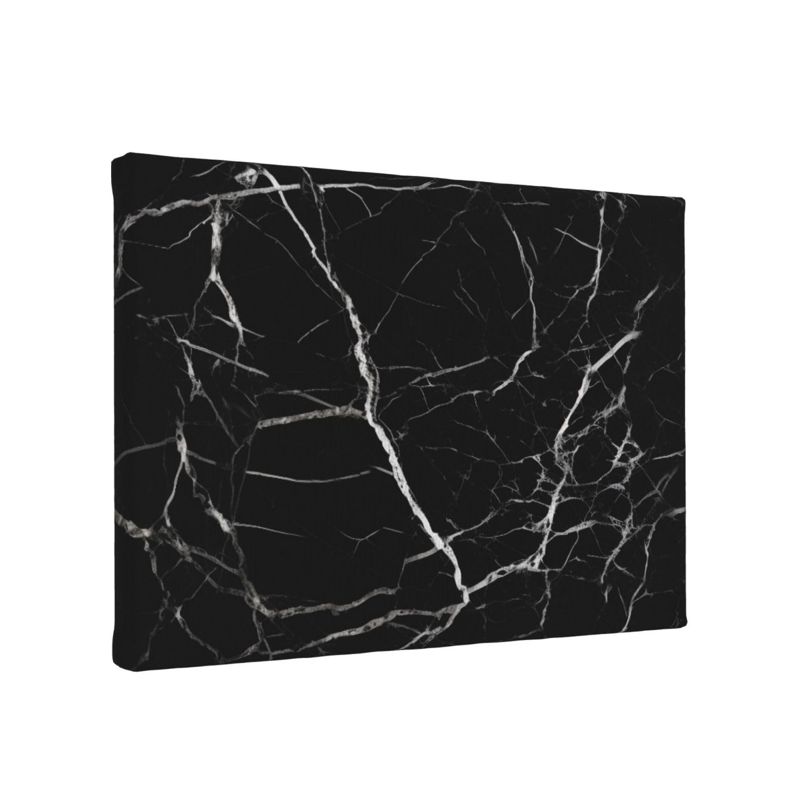 YKLJG Black Marble Printed Wall Art Canvas Painting 30x20 CM Wooden Framed Picture Painting Artwork Prints for Bedroom Kitchen Home Office Decor