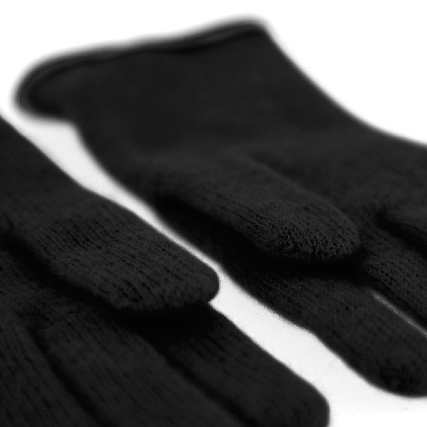 fiebig Guantes de senderismo con dobladillo de piel y lazo moderno. Guantes de lana para mujer, en muchos colores Negro 7.5
