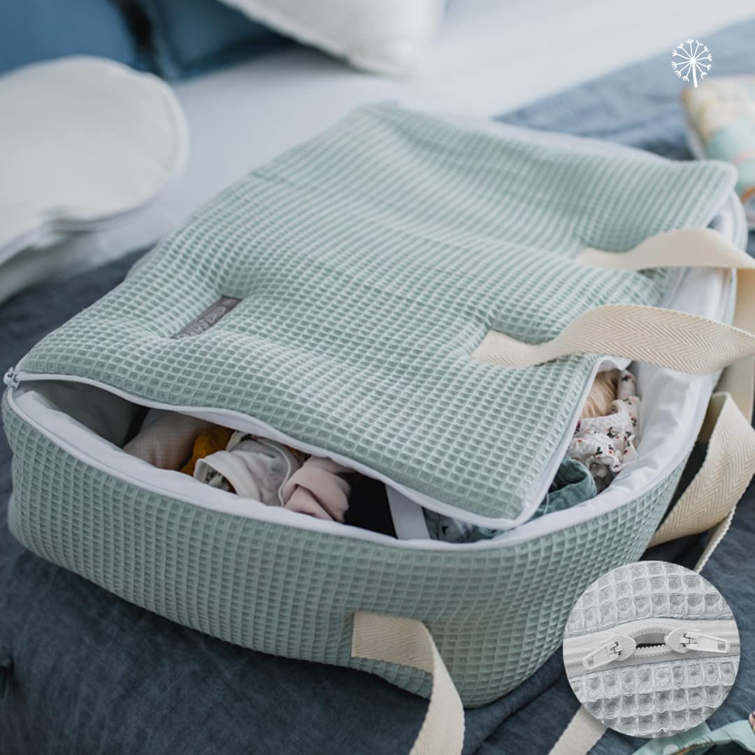 MIMUSELINA Valigia Neonato Ospedale - Borsa per Nascita e Viaggi Mamma e Bimbi (Menta)
