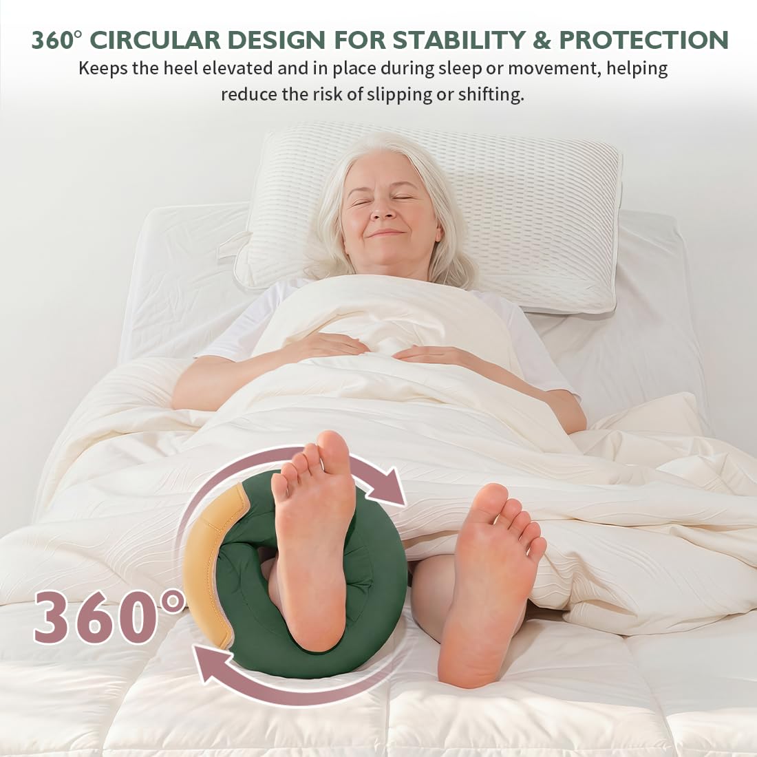 Protège-talon contre les points de pression, coussin de rehaussement de la cheville pour soulager les douleurs au talon et repose-pied, coussin de talon en mousse alvéolée pour personnes âgées