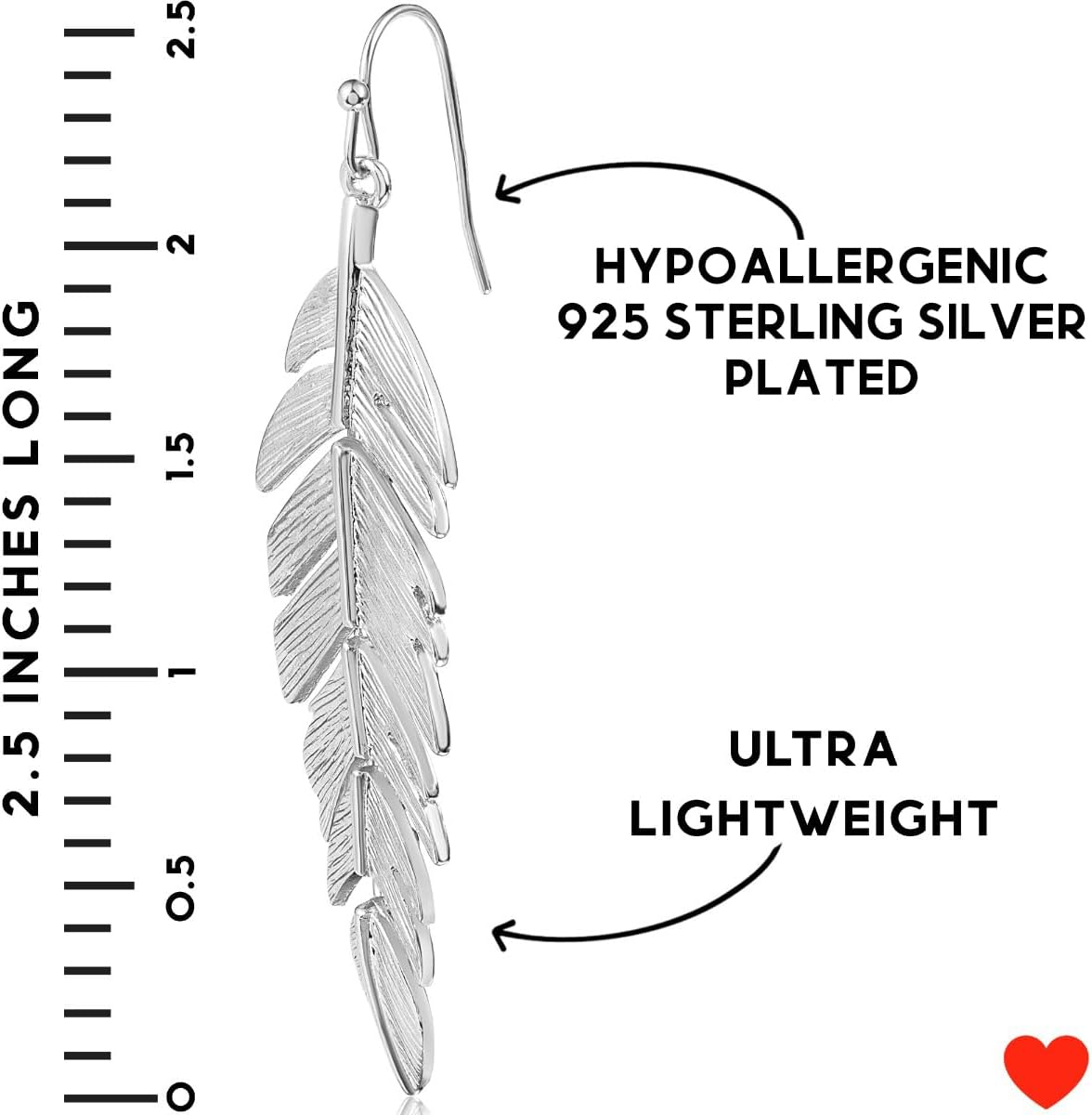 Leaf Earrings for Women - Long Hanging Boho Feather Earrings Plated in Gold, Silver, or Rose Gold Tone - Image 4