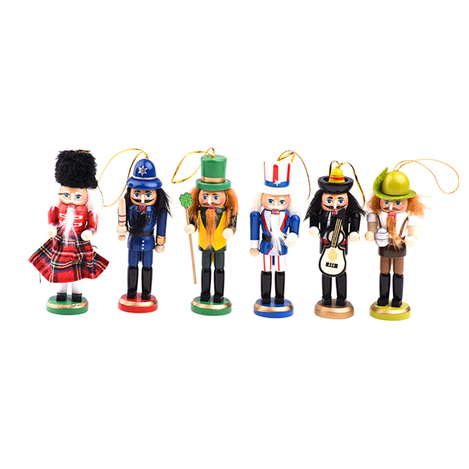 Jazuaiao 6 Pcs for Doll Wooden Soldier Miniature Figurines Vintage Handcraft Puppet Christmas Ornaments Home Decor Wooden Soldier Toy Table Puppet Doll