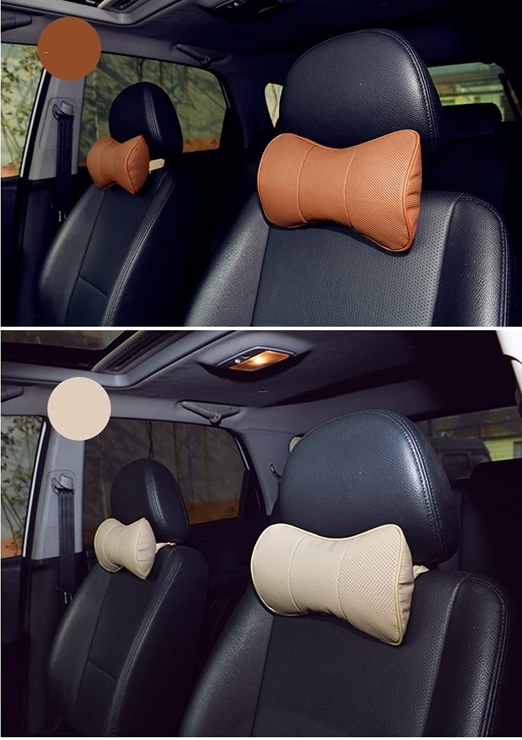 Oreiller de cou de voiture 2 pcs siège de voiture cas-tête cou de repos coussin coussin oreiller en cuir coussin de repos coussin de repos éternité accessoires de voiture Oreiller Siège Voiture