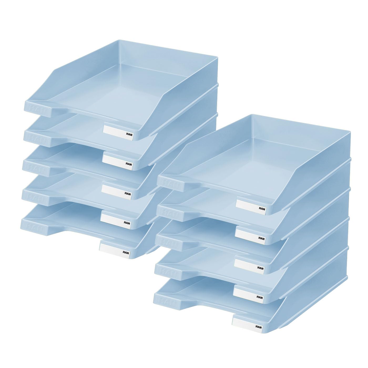 HAN Classic Letter Tray, Pack of 10, Modern, Stackable Shelf in Fresh Design up to A4/C4 Format, 1027-X-884, Pastel Blue