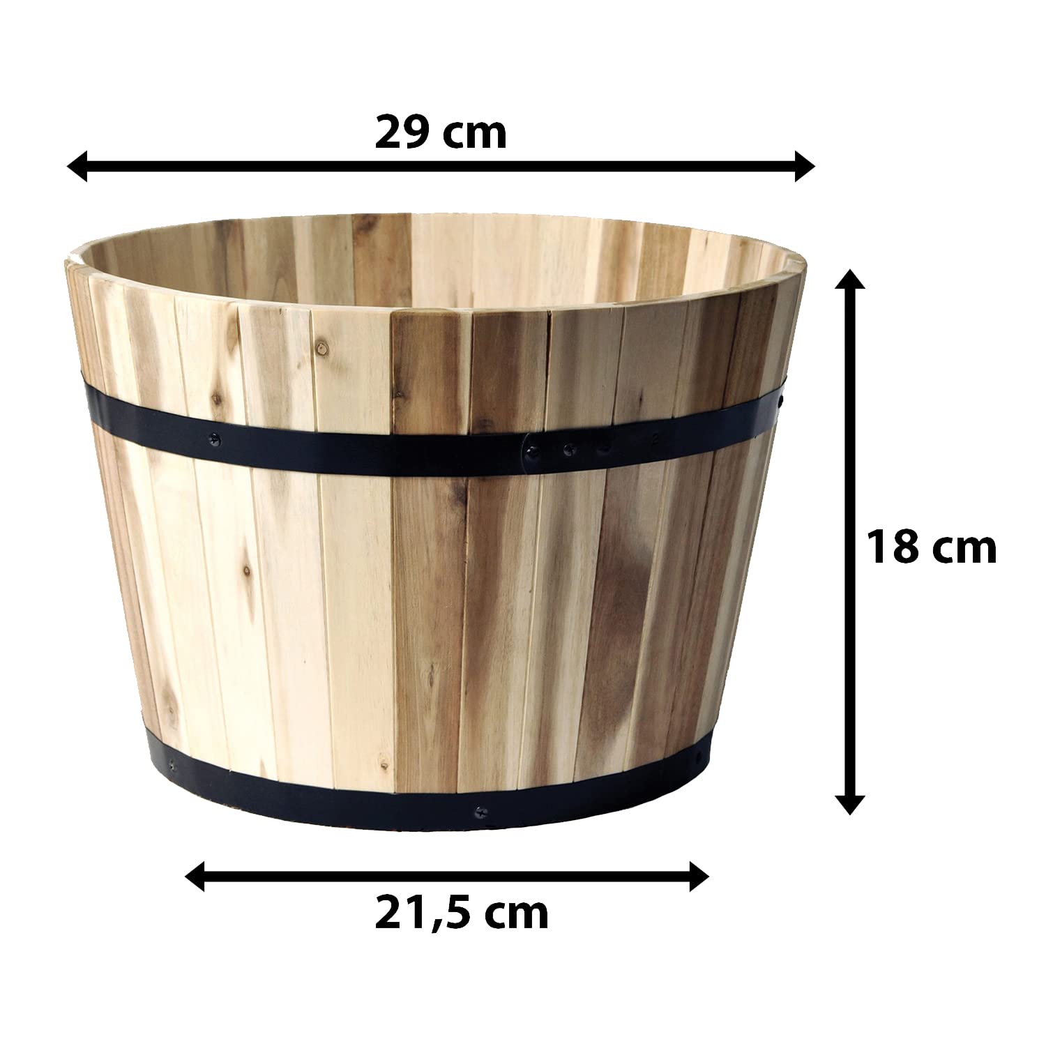 colourliving Pflanzkbel Holz rund 29 cm Holzfass Blumenkbel Blumentopf  Natur Akazienholz Pflanztopf: Amazon.de: Garten