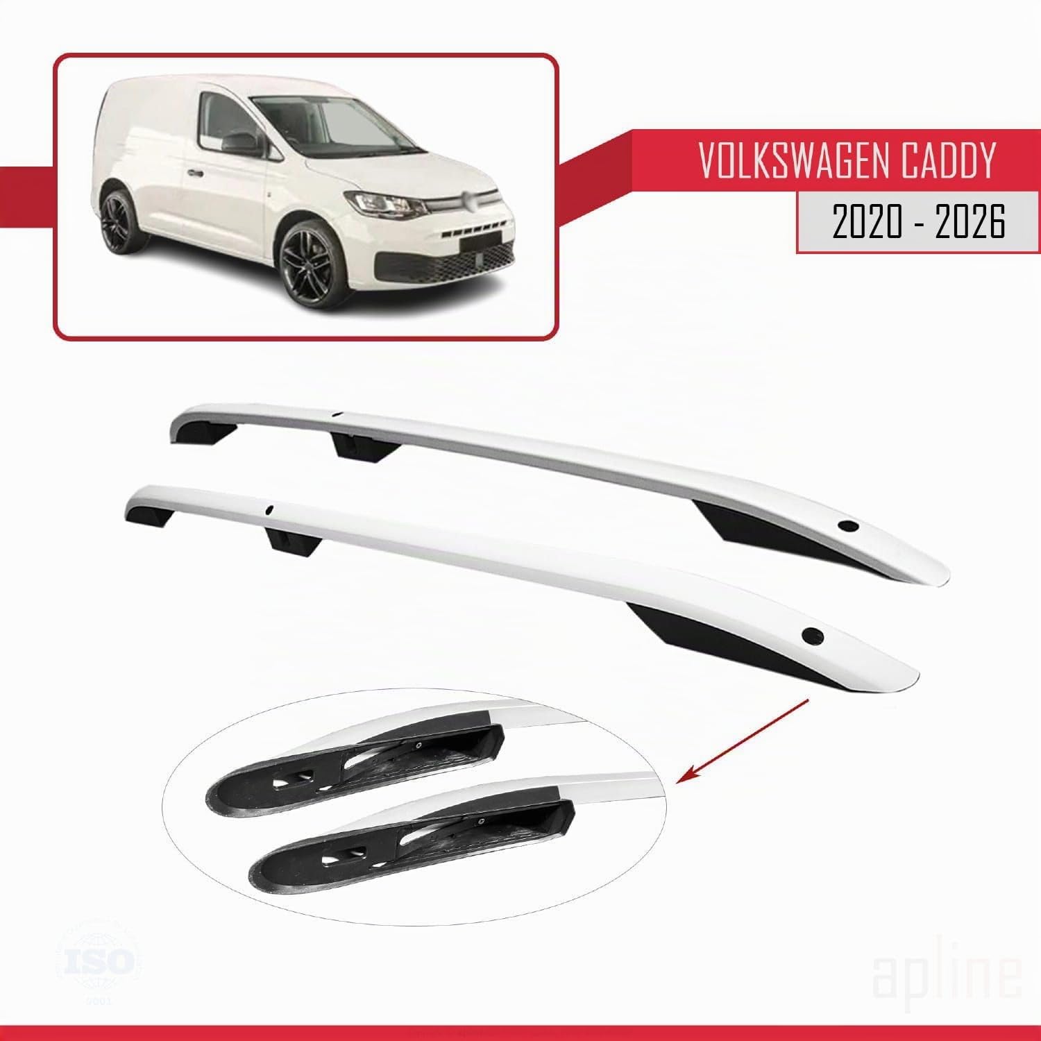 Compatible con Volkswagen Caddy 4 (SB) 2020-2024 (Distancia Entre Ejes Corta L1/H1) Rieles de Techo Portaequipajes de Techo Gris