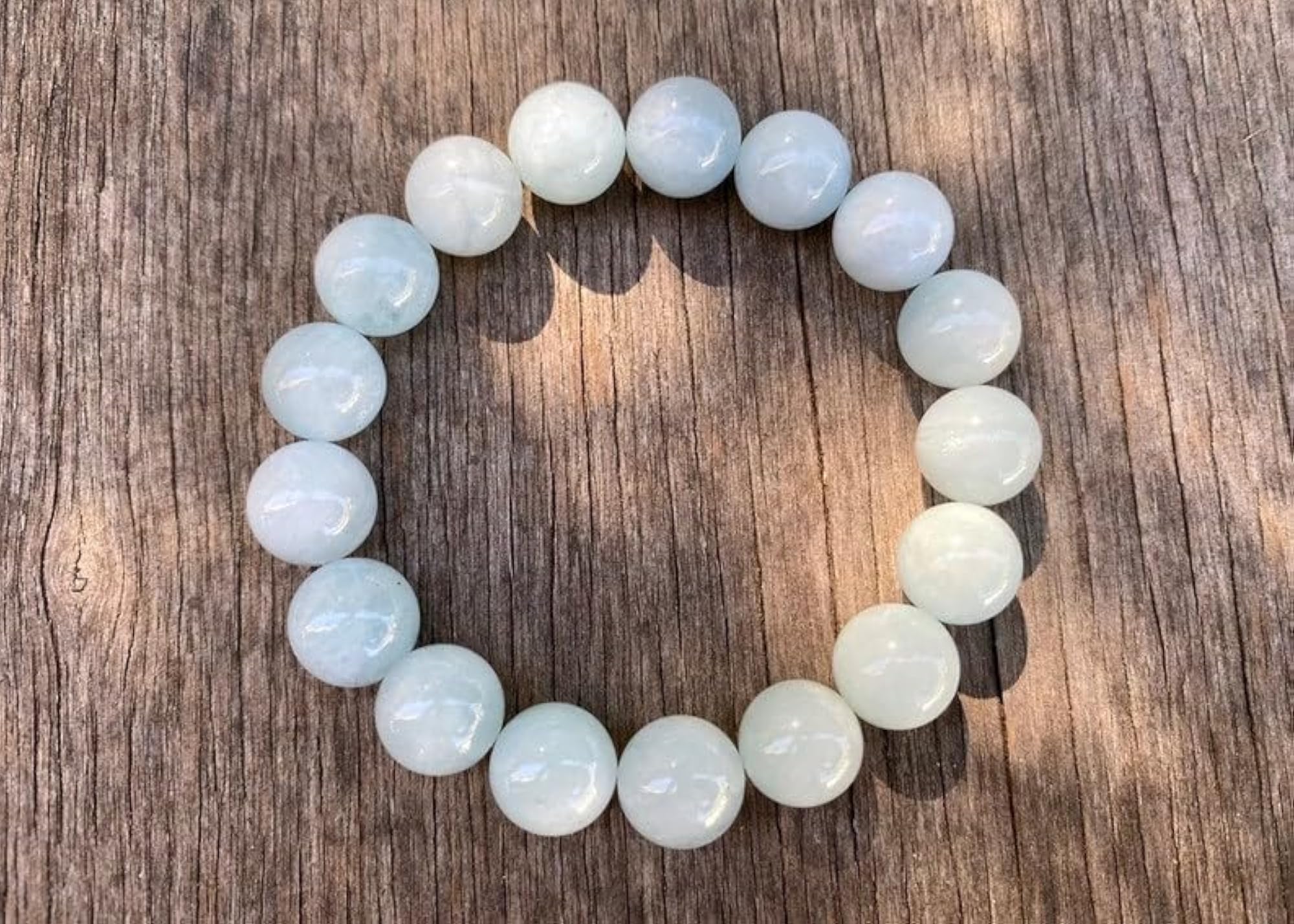Unisex Natural Aquamarine Gemstone Bead Stretchable Bracelet