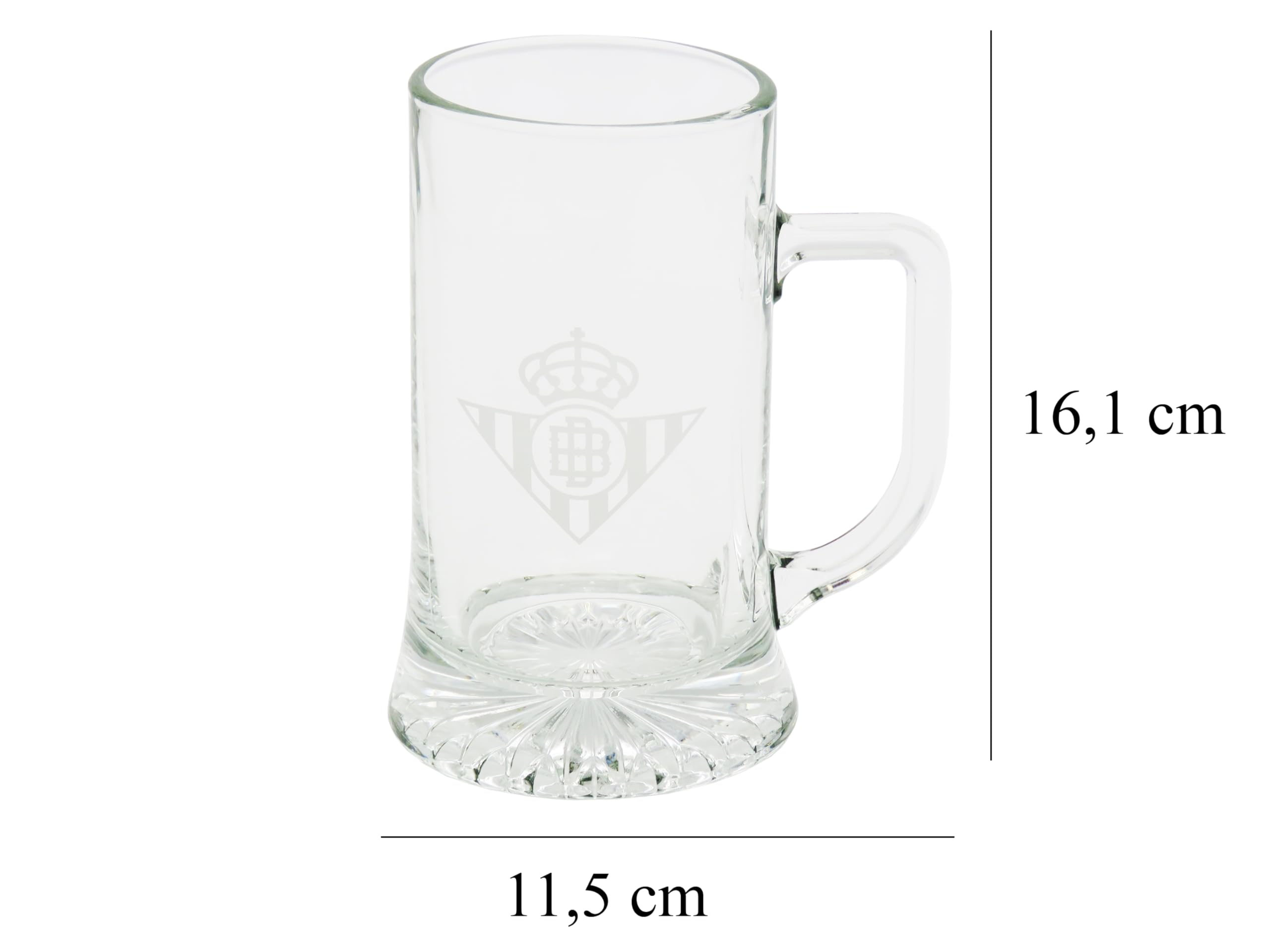 CYPBRANDS Real Betis Balompié Jarra de Cerveza Vidrio 500 ml Transparente Producto Oficial