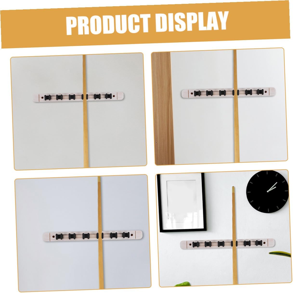 2 Pairs 6-hole Solid Wood Billiard Cue Holder Wall-mounted Rack Pool Table Accessory Cue Storage Stand for Indoor Recreation Room