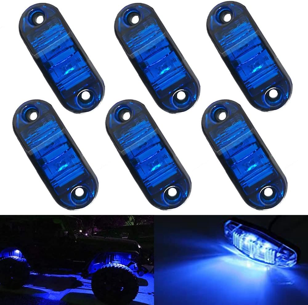 CBJEHIFEY 6 piezas LED Luces Laterales Luces de Marcador de Posición IP68 la lámpara indicadora ,Pilotos led Remolque 12V 24V para Remolque Caravana Camión Autobús (6x Azul)