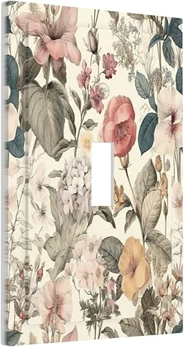 Miniatura 9 de Cubierta de interruptor de luz de palanca doble de 2 cuadras, color rosa, hongos, flores, placa de pared, placa frontal eléctrica, retro, años 70,