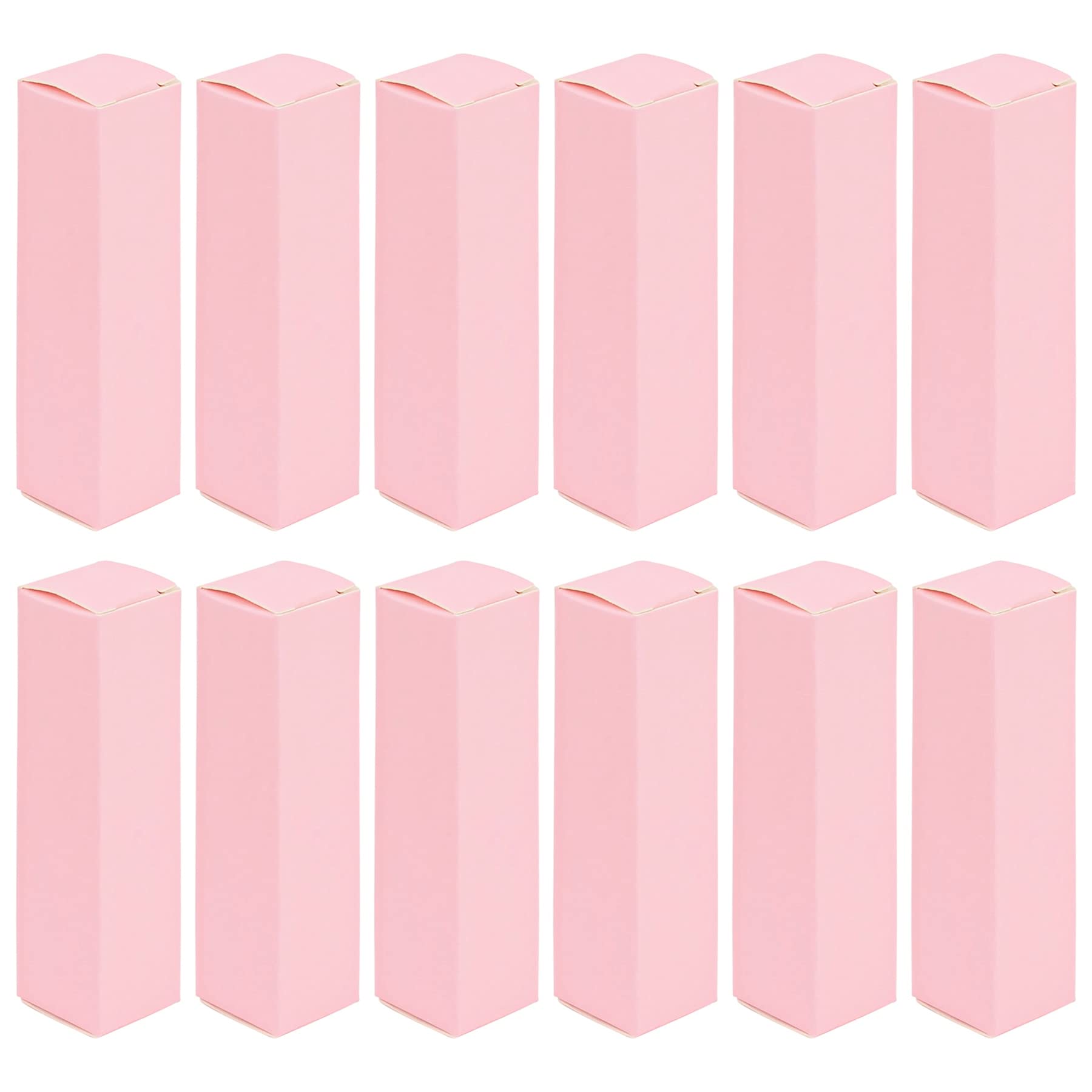 Framendino, 50 Pack Pink Kraft Paper Lipstick Boxes Rectangle Bottle Reusable Lip Balm Packaging Cases Gift Wrapping Box for DIY (3.3x0.79x0.79)