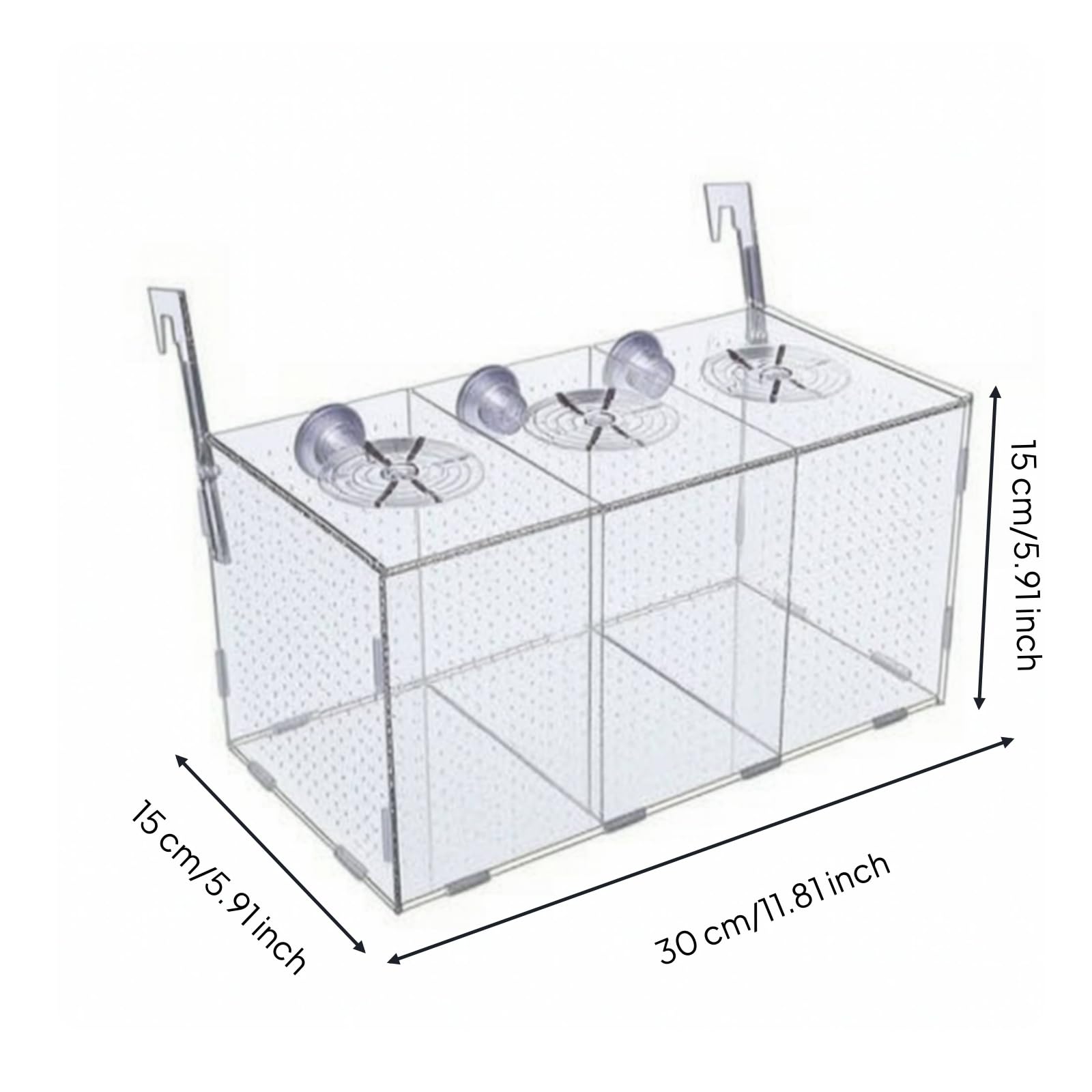 Divisor Caja Cría Peces Perforado, Caja Cría para, Resistente, 30cmx15cmx15cm