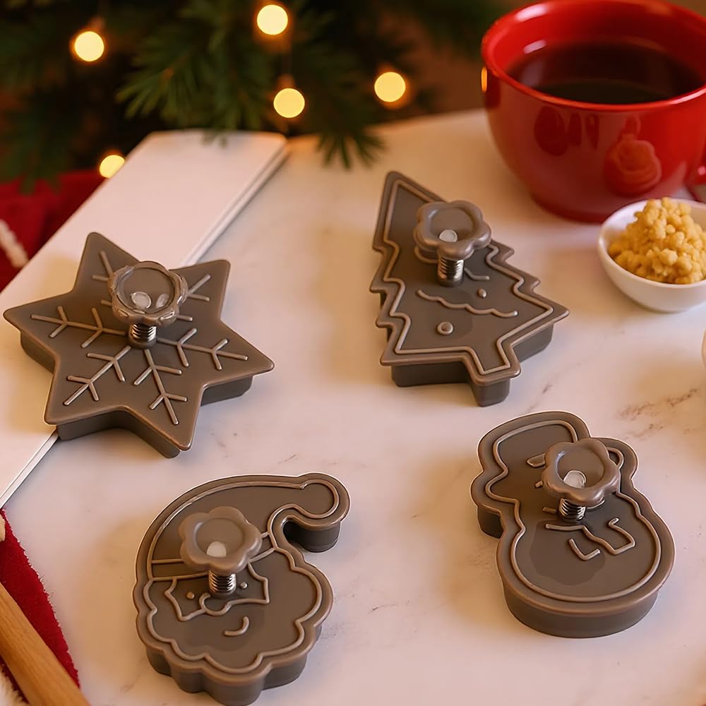 8 Pezzi Formine Biscotti Natale, Stampini Biscotti Natale Formine per Biscotti Natalizi 3D Pressable Formine per Biscotti Tagliabiscotti Natale Stampi