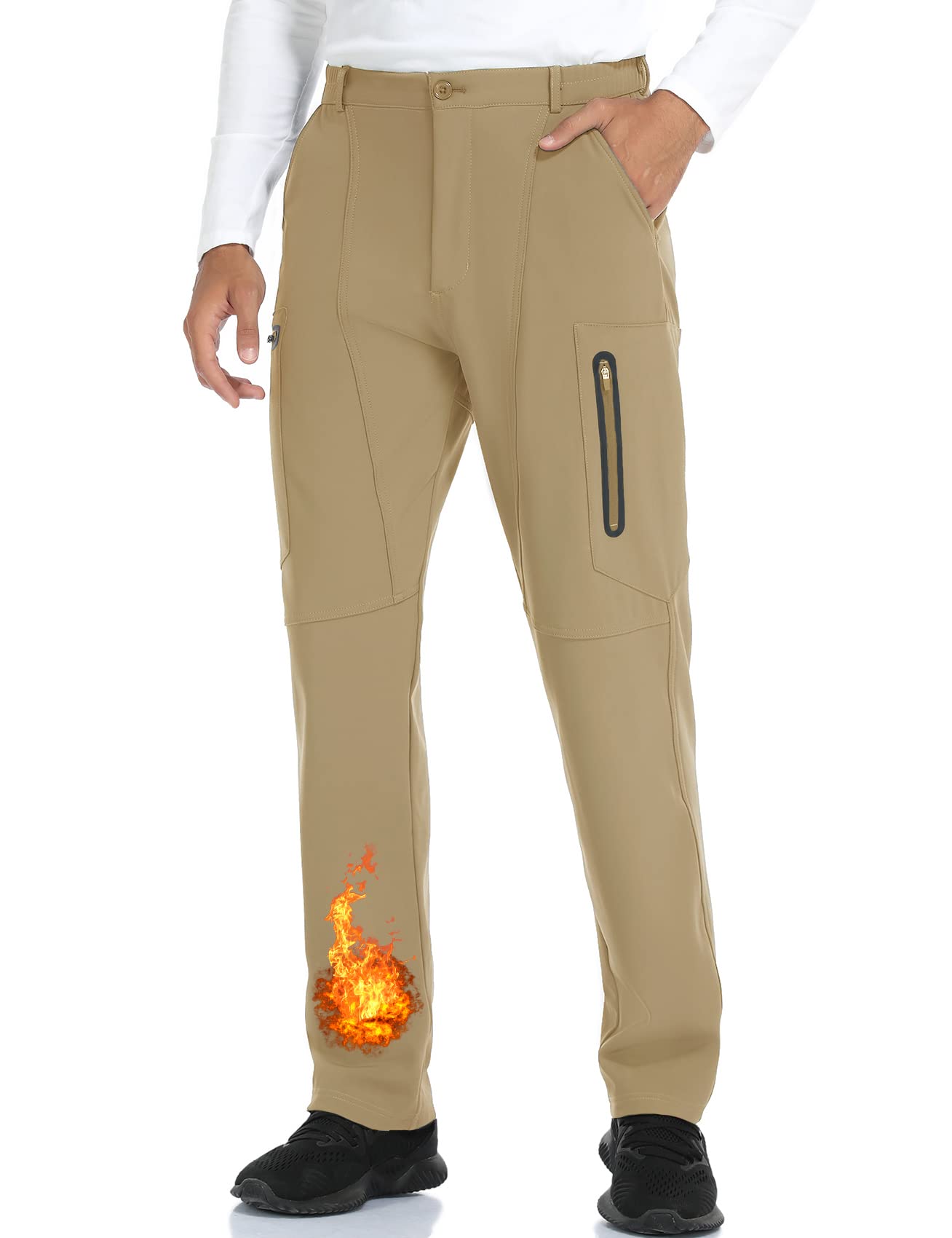 sherelie Men's Snow Ski Pants Fleece Lined Hiking Pants Softshell Water