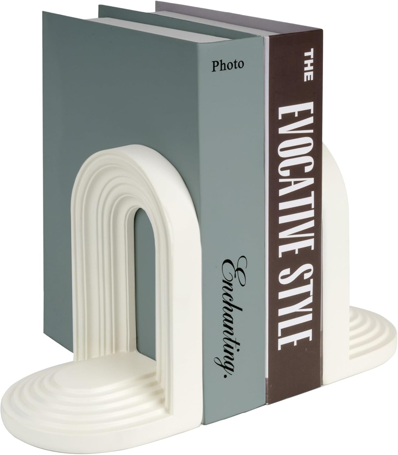 AELS Mordern – Sujetalibros resistentes de arco de mediados de siglo, soportes decorativos únicos para estantes, soporte de libros de escritorio de