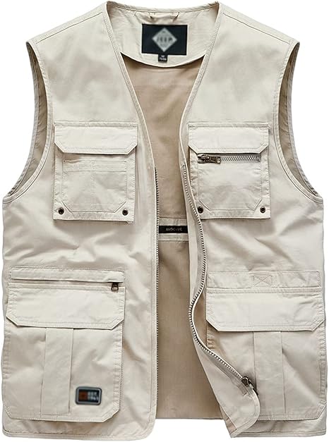 Amazon Co Jp メンズベストメンズスプリングルーズコットンフィッシングベストマルチバッグツールベストカジュアルカラーレスベスト Uomun Color Beige Size 3xl 服 ファッション小物